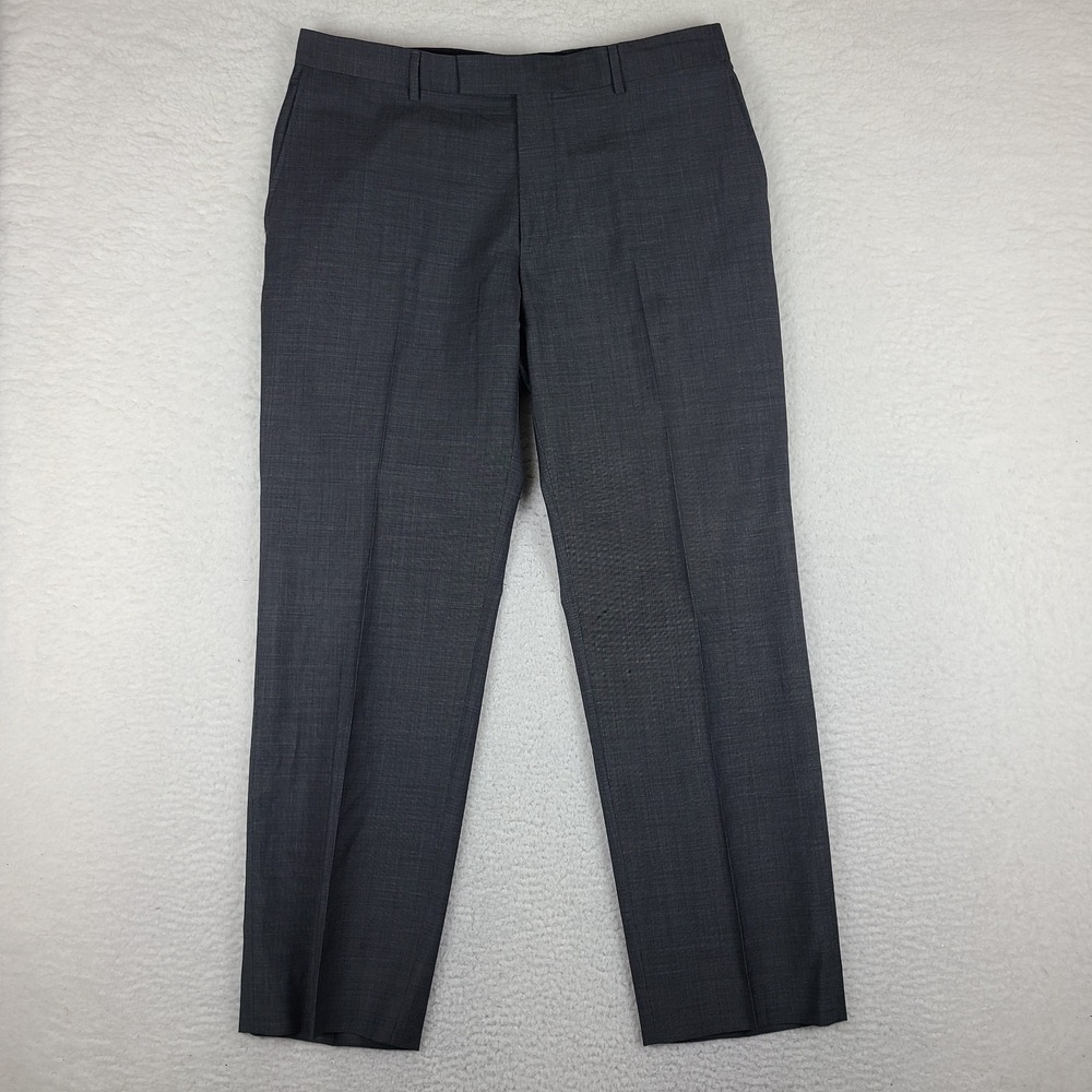 HUGO BOSS Pants Mens 36x31 Dark Gray Jeffrey1 Wool Trousers Dress Slacks